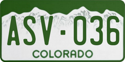CO license plate ASV036