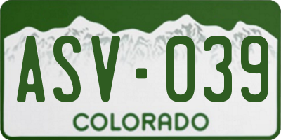 CO license plate ASV039