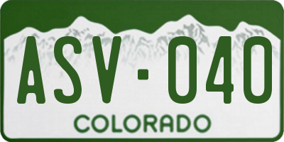 CO license plate ASV040