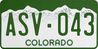 CO license plate ASV043