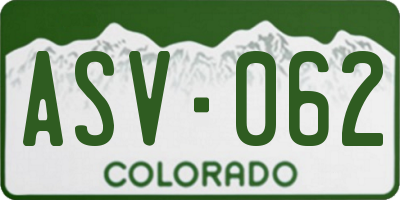 CO license plate ASV062