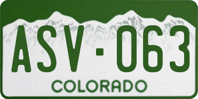 CO license plate ASV063