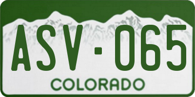 CO license plate ASV065