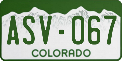 CO license plate ASV067