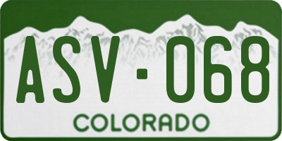 CO license plate ASV068
