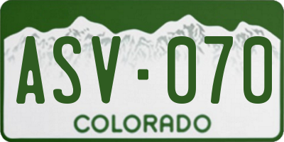 CO license plate ASV070