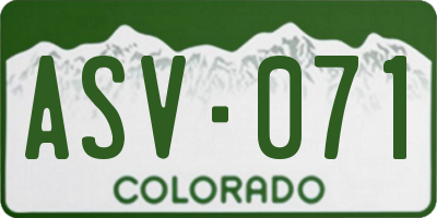 CO license plate ASV071