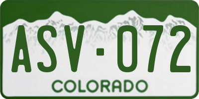 CO license plate ASV072