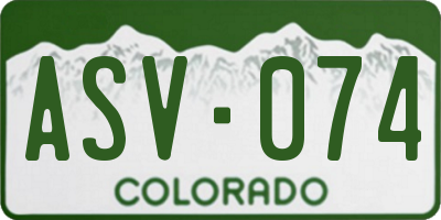 CO license plate ASV074