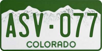 CO license plate ASV077