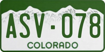 CO license plate ASV078