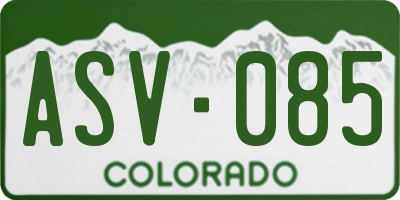 CO license plate ASV085