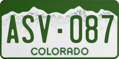 CO license plate ASV087