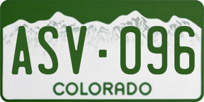 CO license plate ASV096