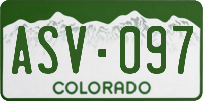 CO license plate ASV097