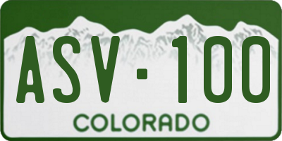 CO license plate ASV100