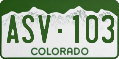 CO license plate ASV103