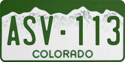 CO license plate ASV113