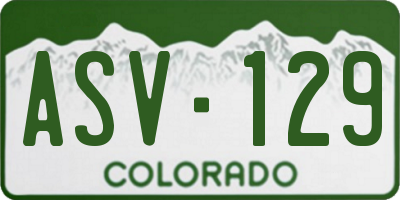 CO license plate ASV129