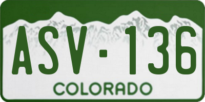 CO license plate ASV136