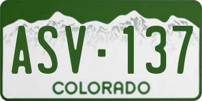 CO license plate ASV137