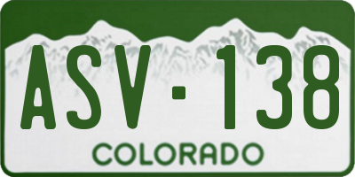 CO license plate ASV138