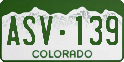 CO license plate ASV139