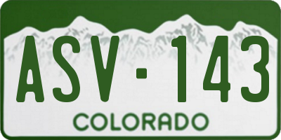 CO license plate ASV143