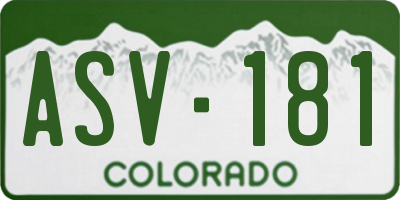 CO license plate ASV181