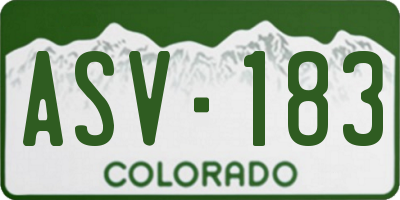 CO license plate ASV183