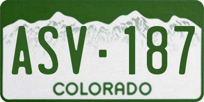 CO license plate ASV187