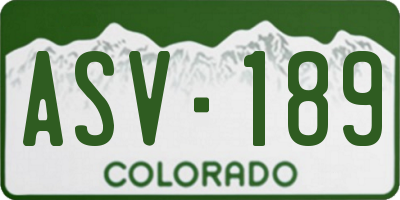 CO license plate ASV189