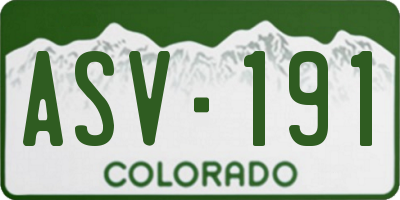CO license plate ASV191