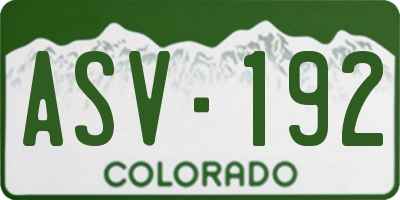 CO license plate ASV192