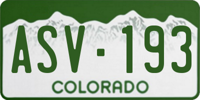 CO license plate ASV193