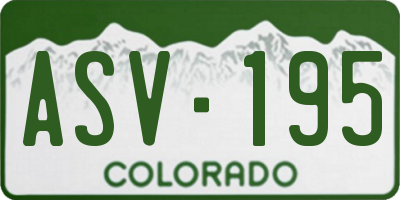 CO license plate ASV195