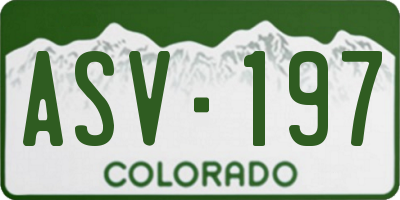CO license plate ASV197