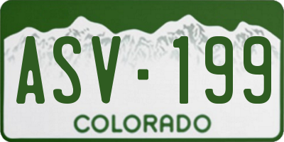 CO license plate ASV199