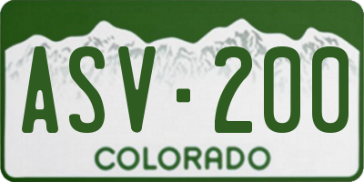 CO license plate ASV200