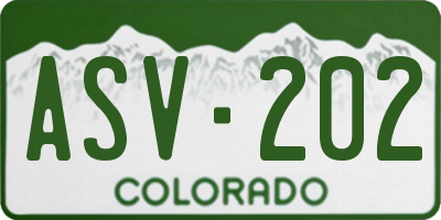 CO license plate ASV202