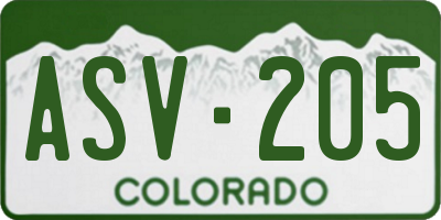 CO license plate ASV205