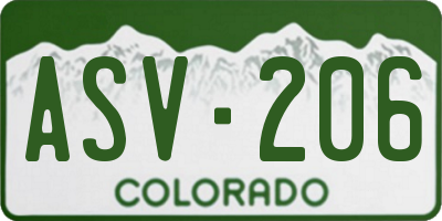 CO license plate ASV206
