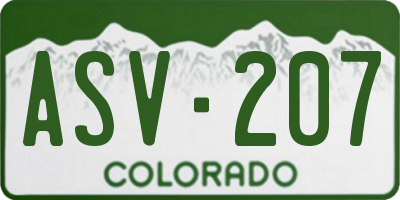 CO license plate ASV207