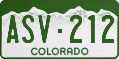 CO license plate ASV212