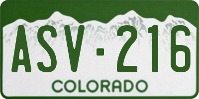 CO license plate ASV216