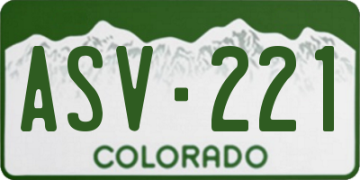CO license plate ASV221
