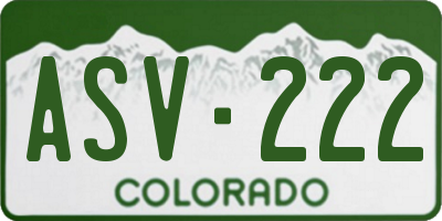 CO license plate ASV222