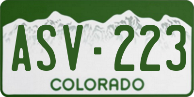 CO license plate ASV223