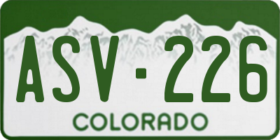 CO license plate ASV226
