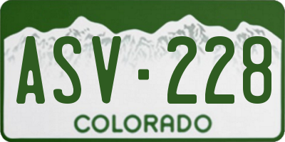 CO license plate ASV228